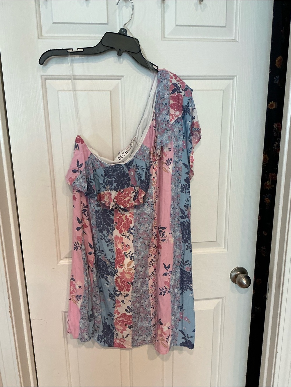 Andree One-Shoulder Floral Dress in Pink and Blue